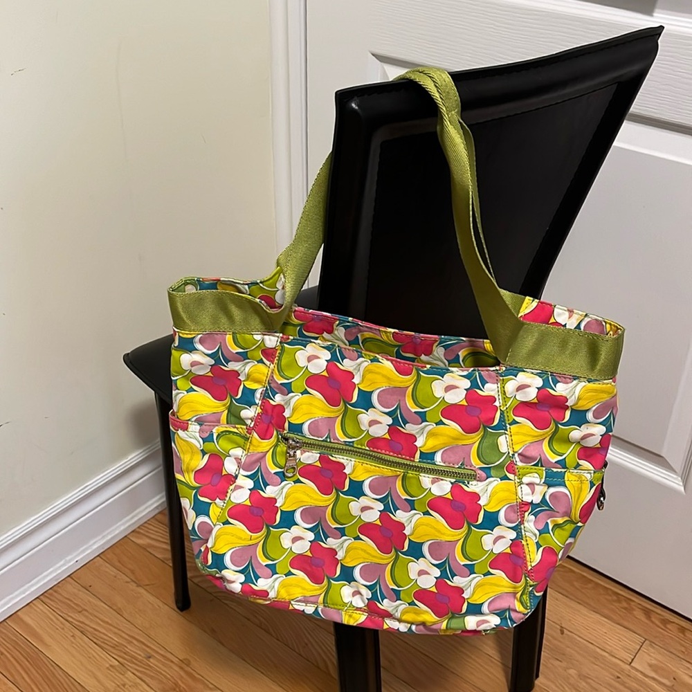 Kenneth Cole Reaction Green/Yellow Floral Tote Bag NWOT